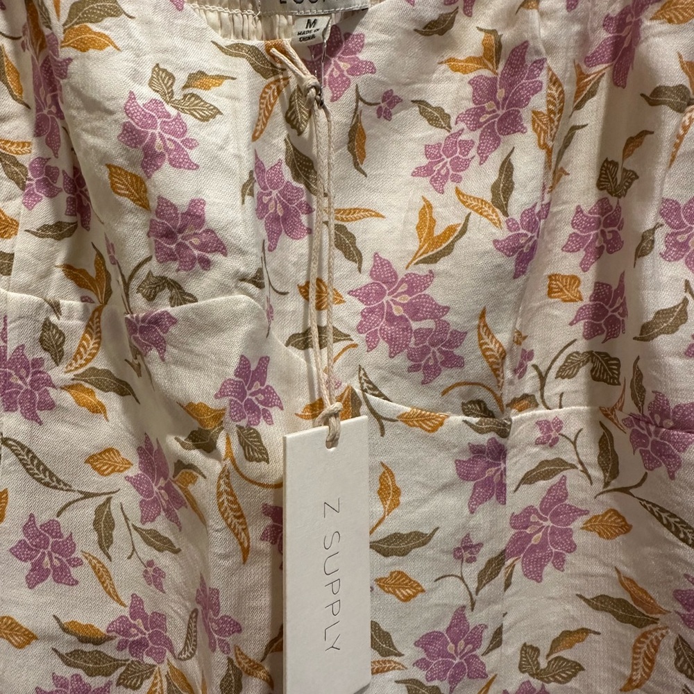Z Supply Cream Mini Dress with Pink and Mustard Floral Print - Picture 4 of 4